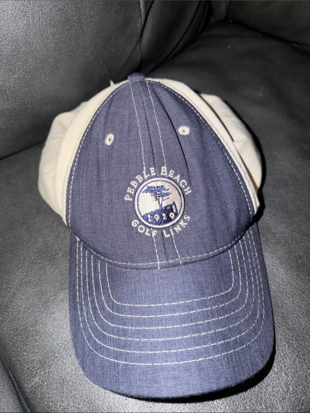 Pebble Beach Two-Tone Navy and Cream Baseball Cap pga tour hat